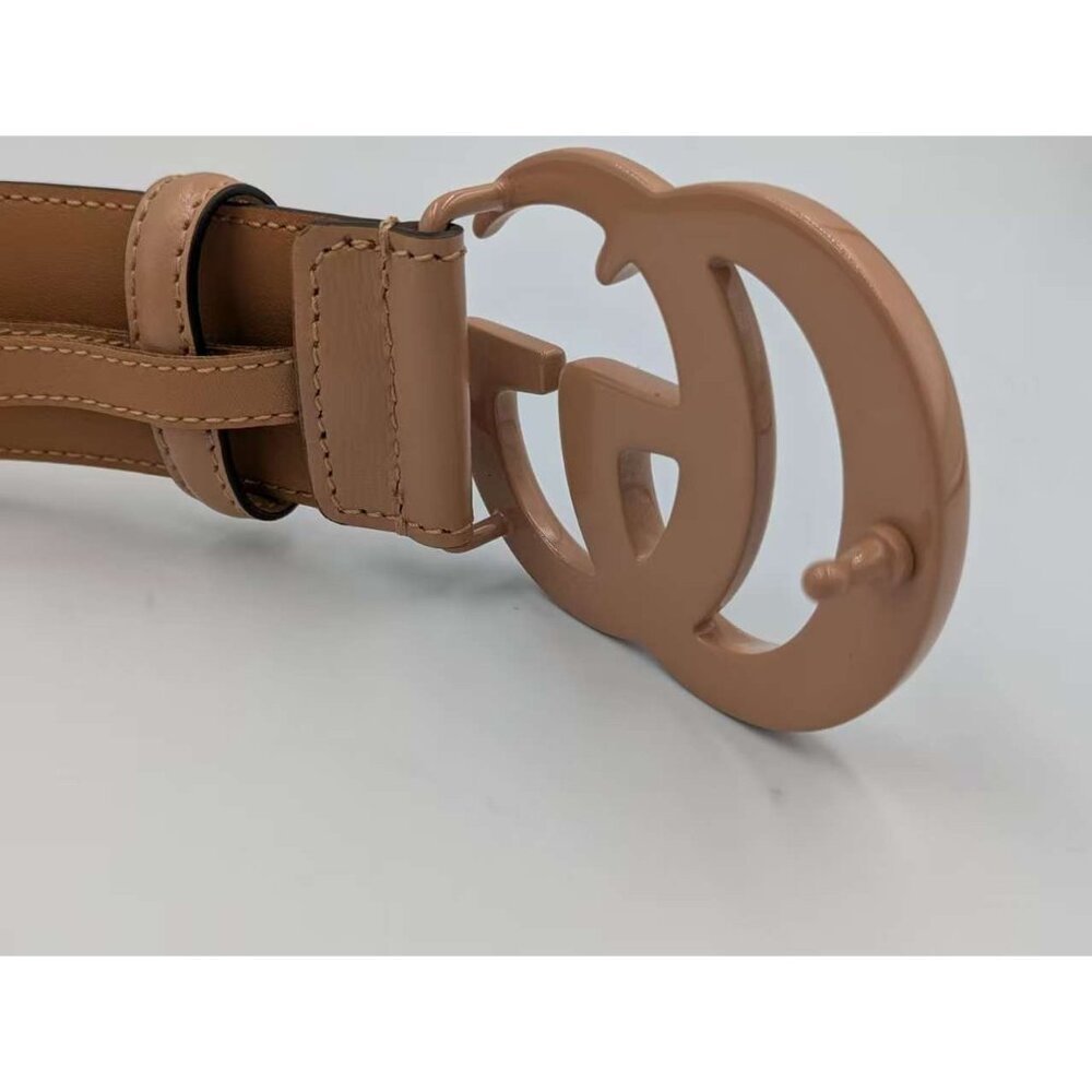 Gucci Azalea Calfskin Enamel Monochrome GG 40mm Belt Camelia 120cm 400593 - Picture 7 of 9